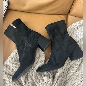 Black faux suede booties size 9